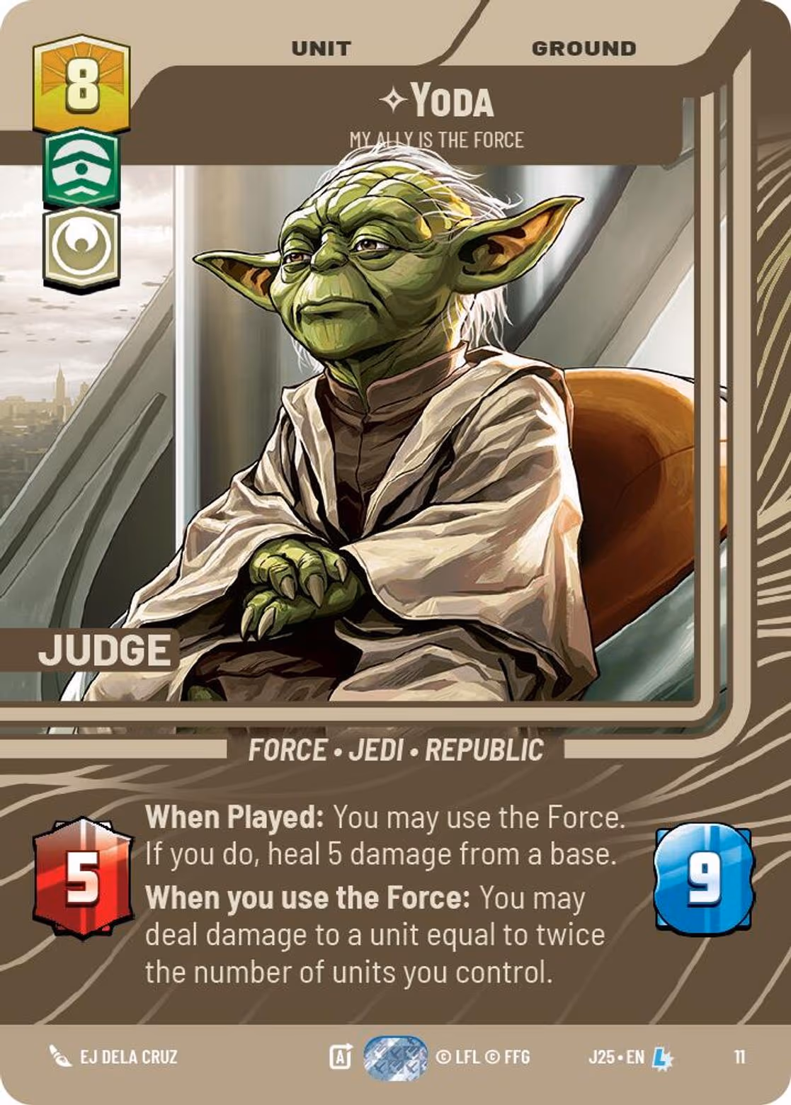 Yoda - My Ally is the Force J25-11 Star Wars Unlimited card