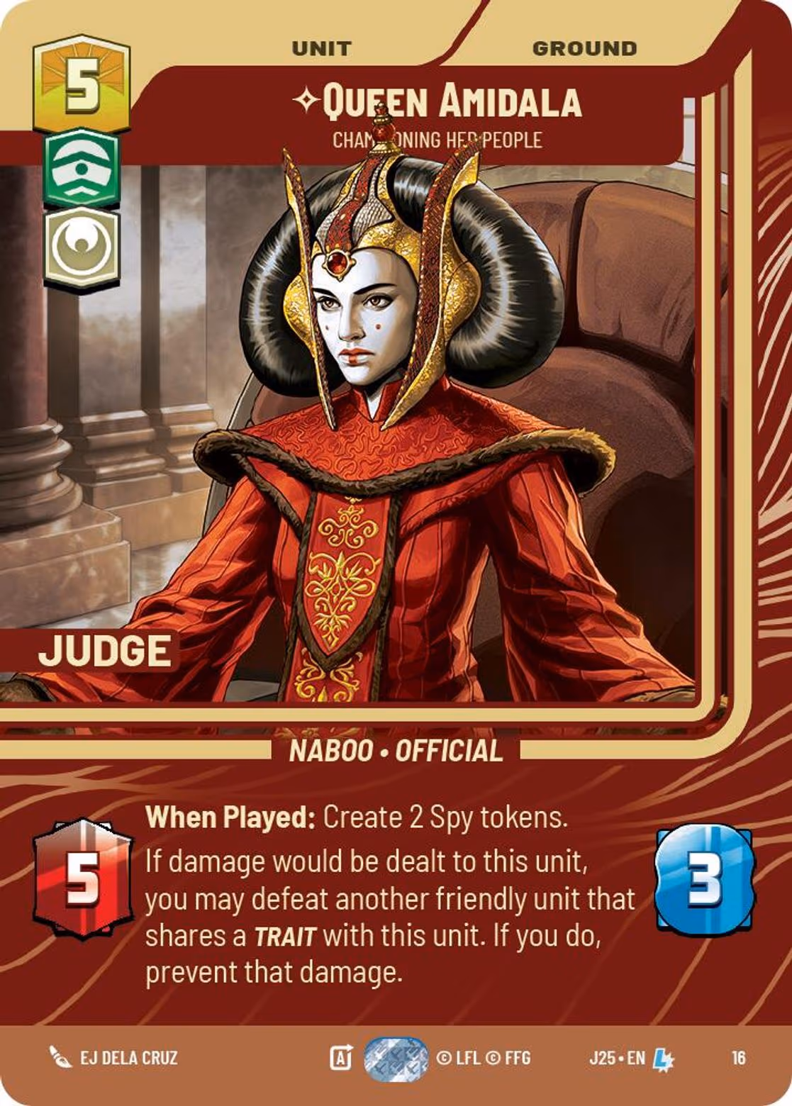 Queen Amidala - Championing Her People J25-16 Star Wars Unlimited card