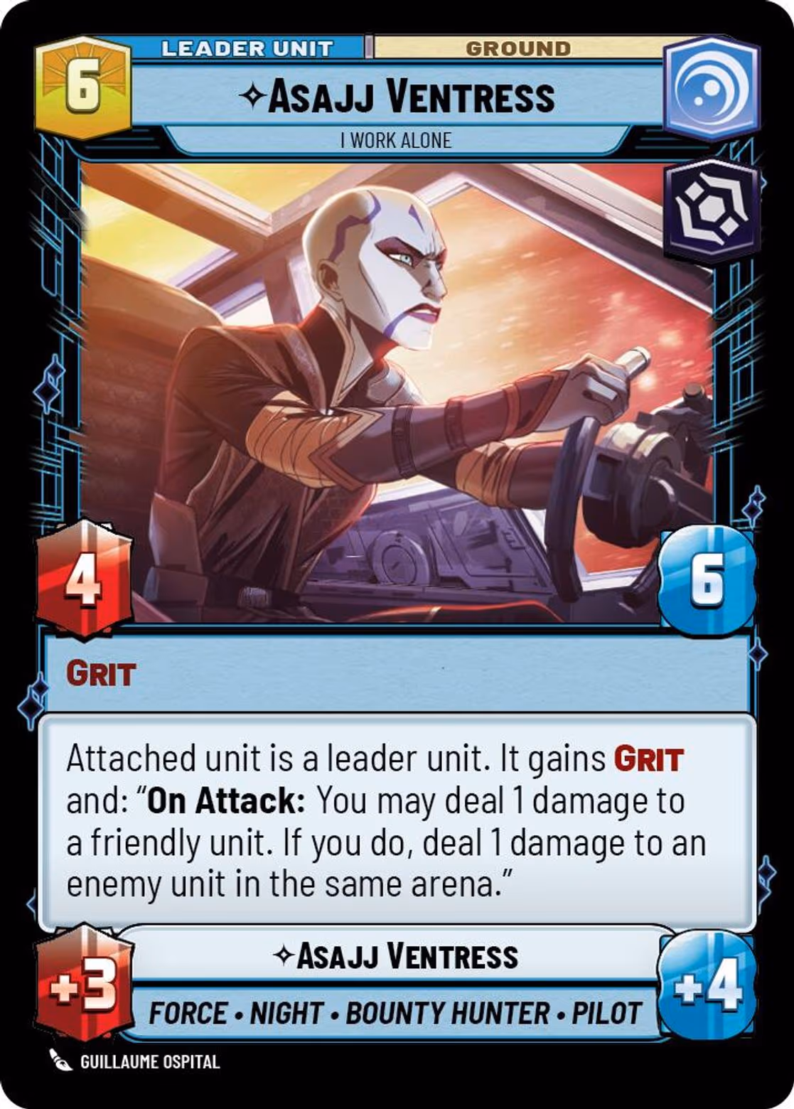 Asajj Ventress - I Work Alone JTL-001 Star Wars Unlimited card (back face)