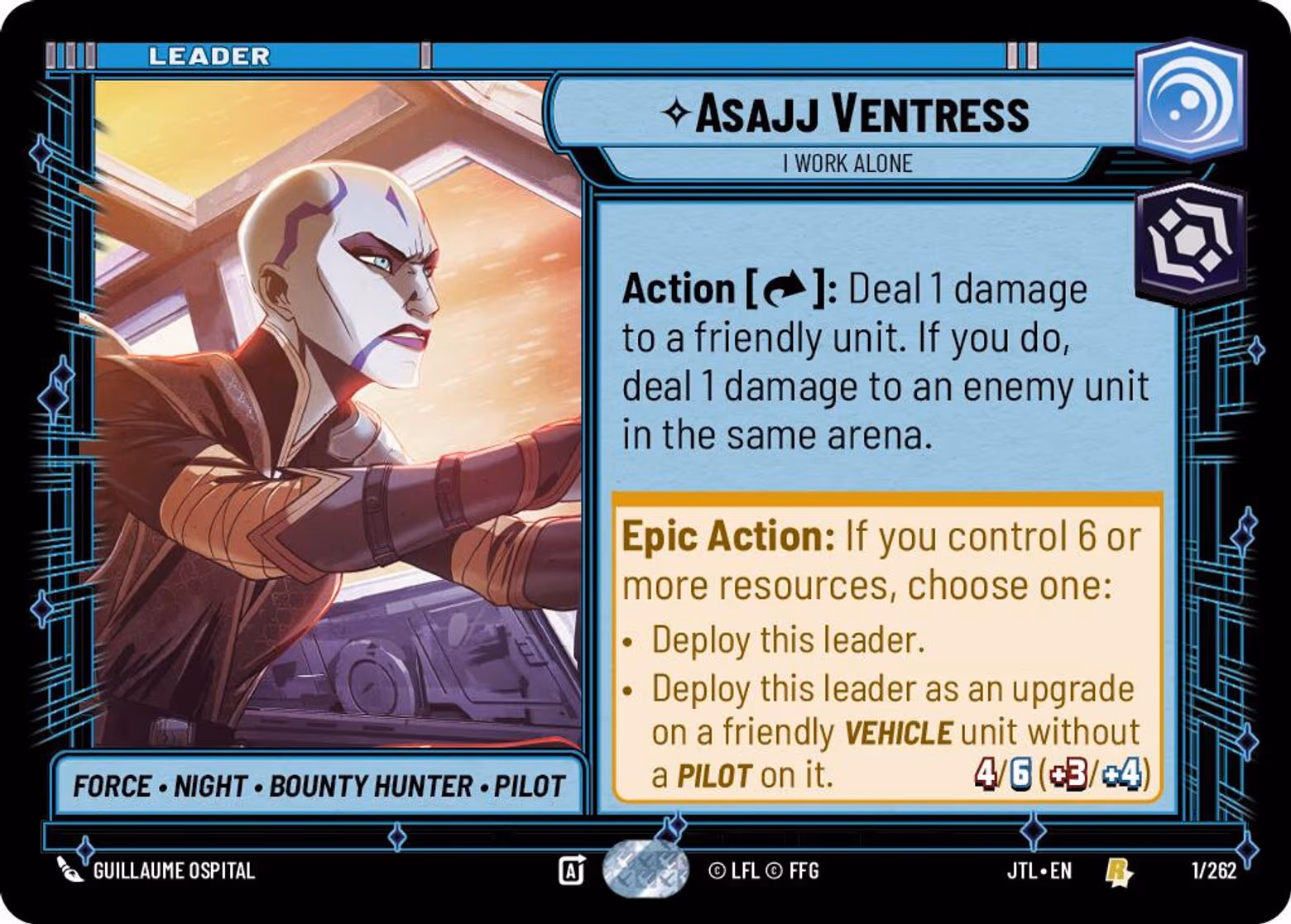 Asajj Ventress - I Work Alone JTL-001 Star Wars Unlimited card