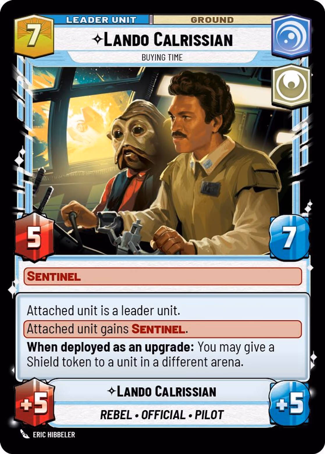 Lando Calrissian - Buying Time JTL-003 Star Wars Unlimited card (back face)