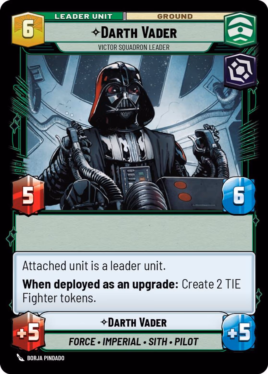 Darth Vader - Victor Squadron Leader JTL-006 Star Wars Unlimited card (back face)