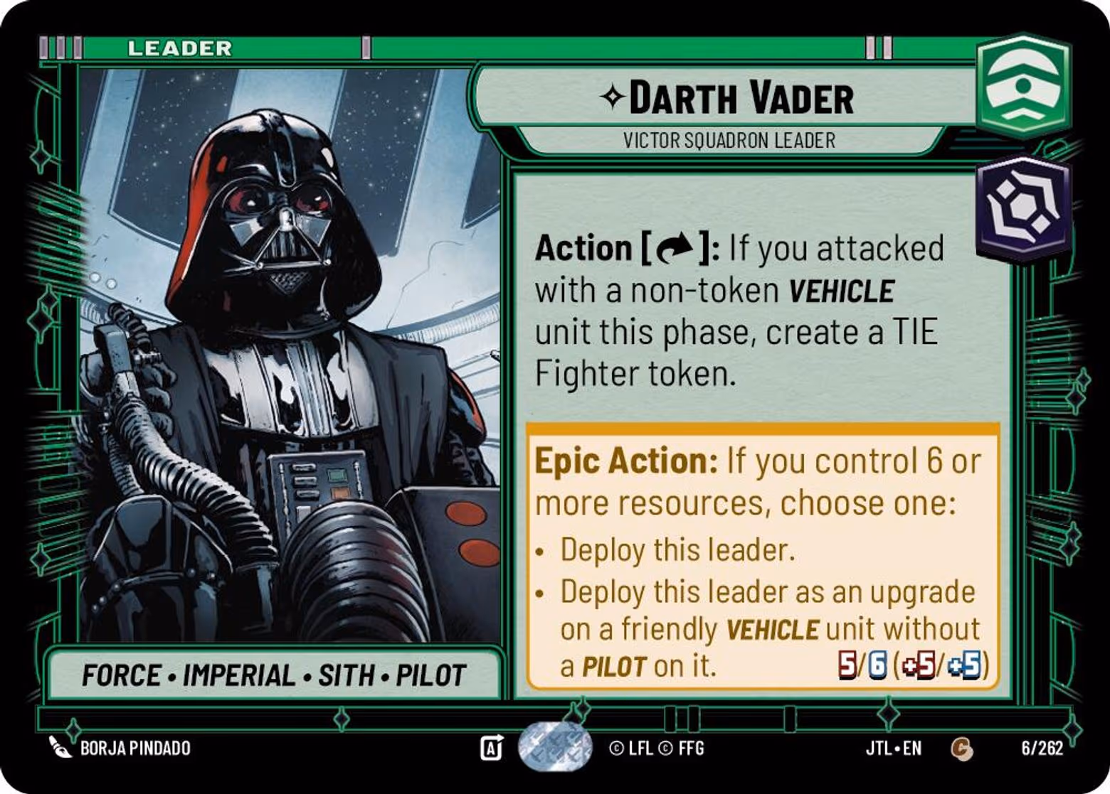 Darth Vader - Victor Squadron Leader JTL-006 Star Wars Unlimited card