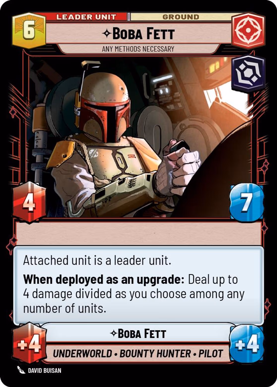 Boba Fett - Any Methods Necessary JTL-009 Star Wars Unlimited card (back face)