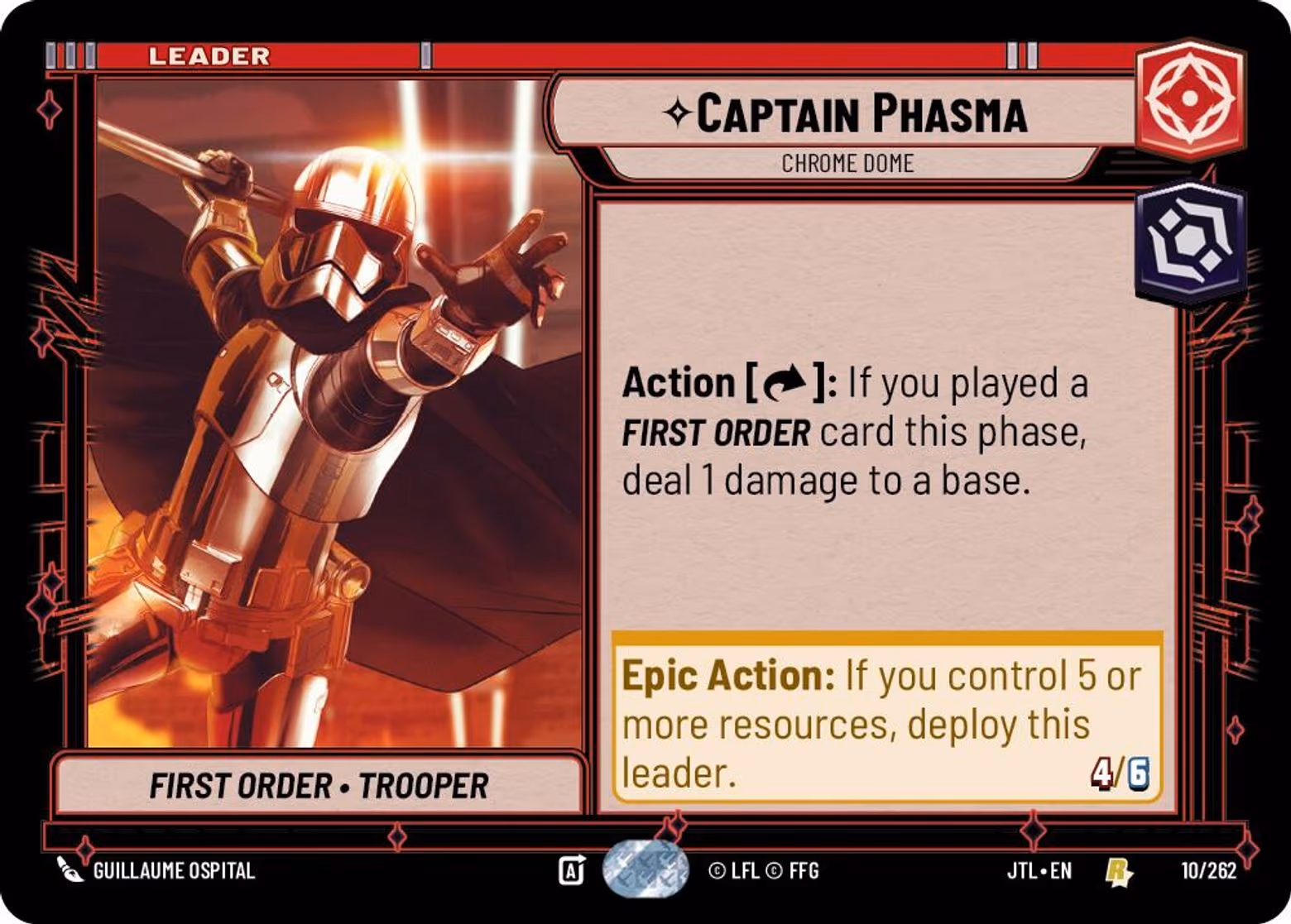 Captain Phasma - Chrome Dome JTL-010 Star Wars Unlimited card