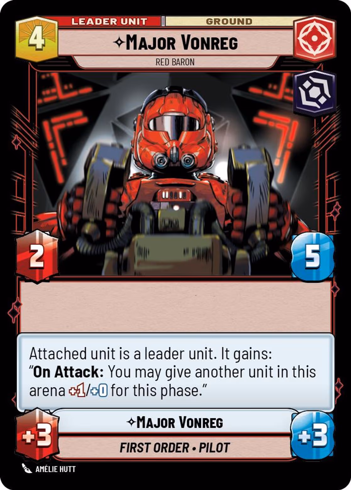 Major Vonreg - Red Baron JTL-011 Star Wars Unlimited card (back face)