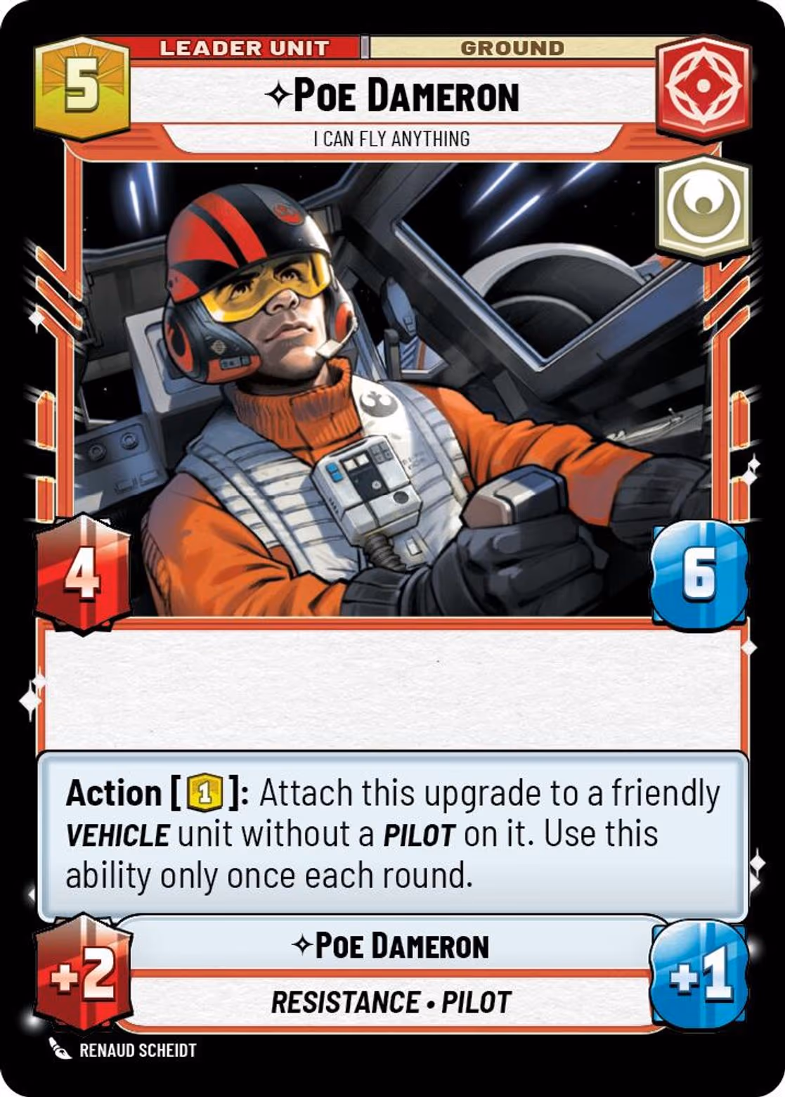 Poe Dameron - I Can Fly Anything JTL-013 Star Wars Unlimited card (back face)