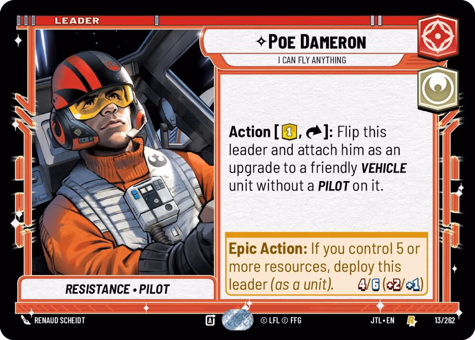 Poe Dameron - I Can Fly Anything JTL-013 Star Wars Unlimited card