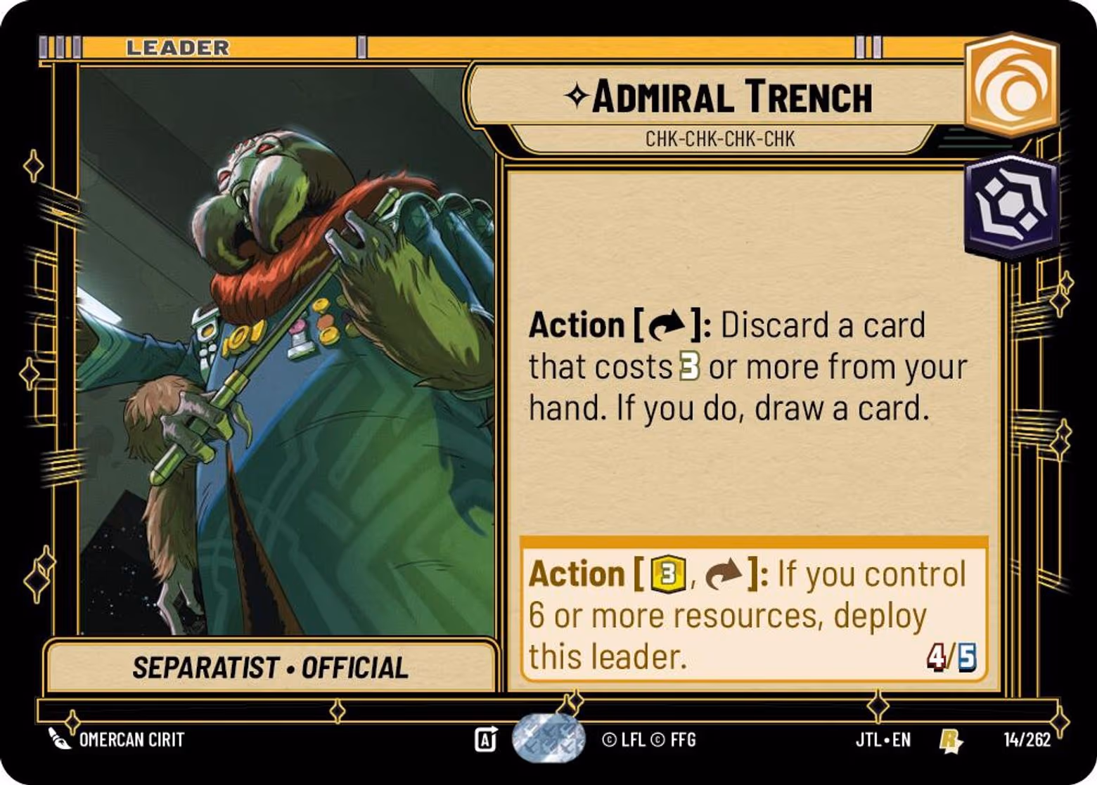 Admiral Trench - chk-chk-chk-chk JTL-014 Star Wars Unlimited card