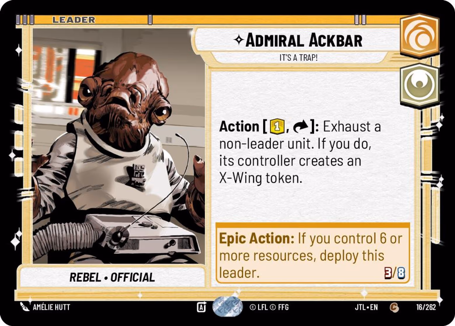 Admiral Ackbar - It's A Trap! JTL-016 Star Wars Unlimited card