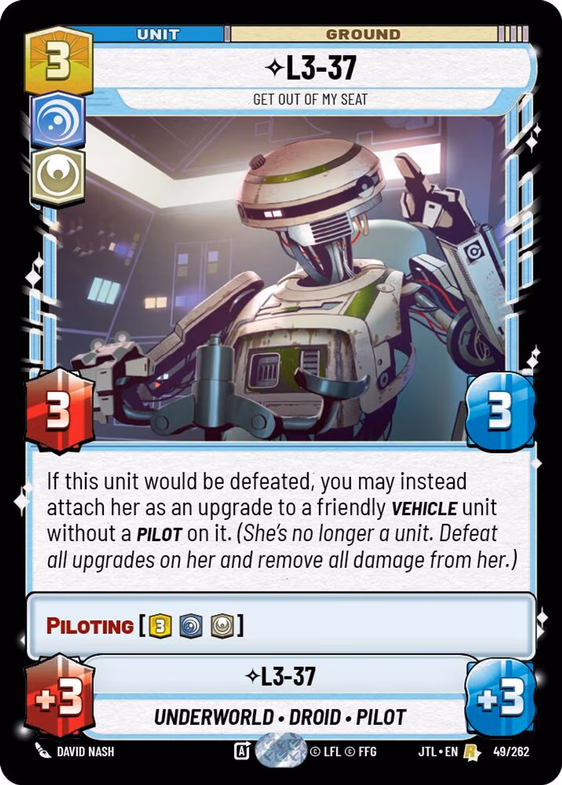 L3-37 - Get Out of My Seat JTL-049 Star Wars Unlimited card