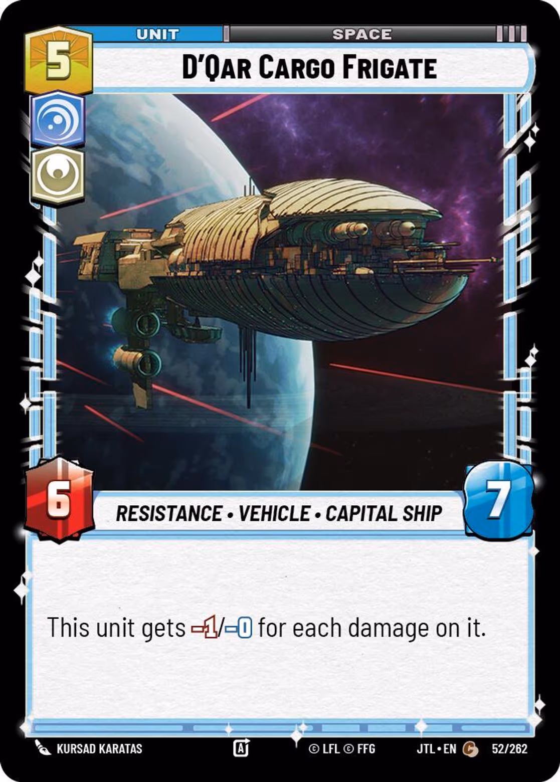 D'Qar Cargo Frigate JTL-052 Star Wars Unlimited card