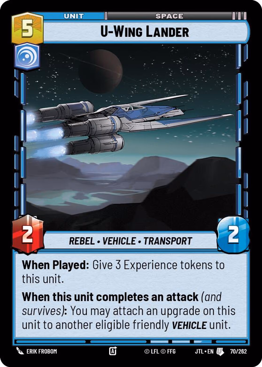 U-Wing Lander JTL-070 Star Wars Unlimited card