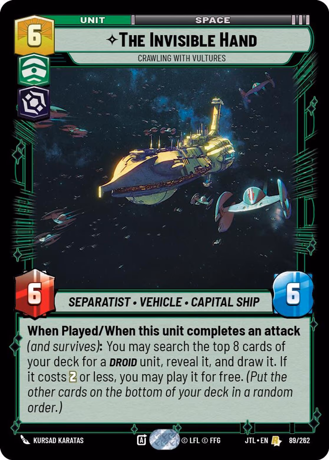 The Invisible Hand - Crawling With Vultures JTL-089 Star Wars Unlimited card