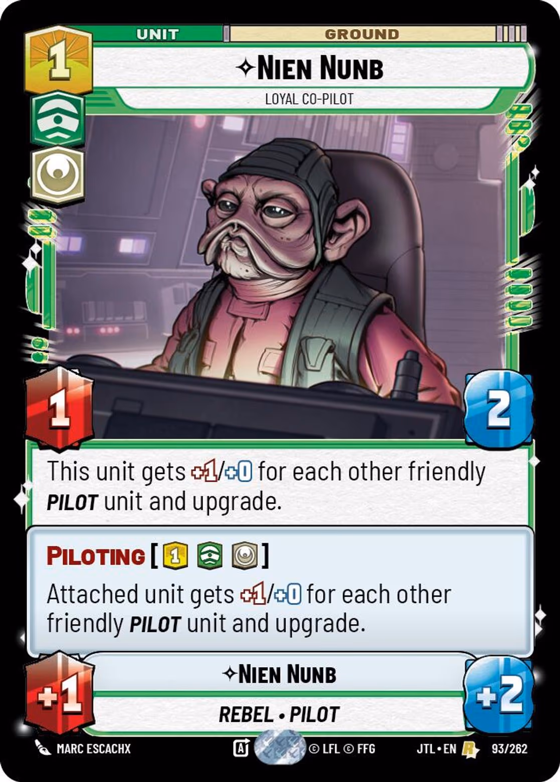 Nien Nunb - Loyal Co-Pilot JTL-093 Star Wars Unlimited card