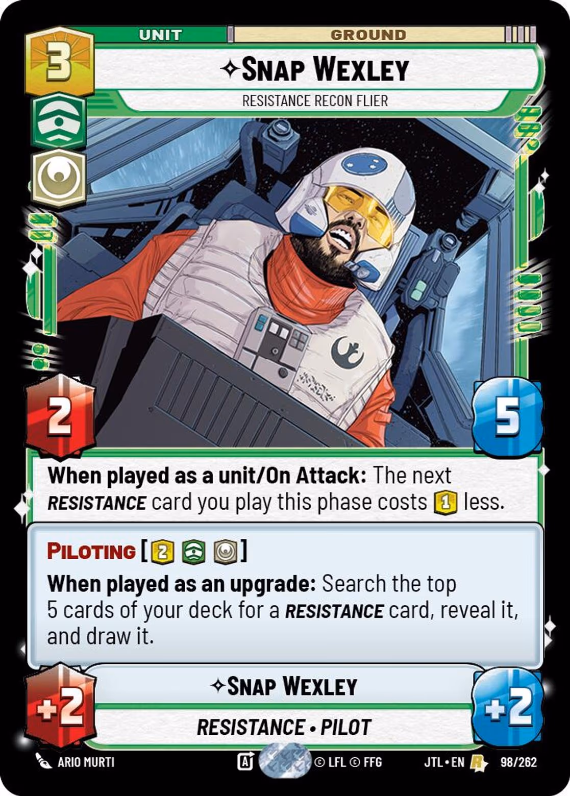 Snap Wexley - Resistance Recon Flier JTL-098 Star Wars Unlimited card