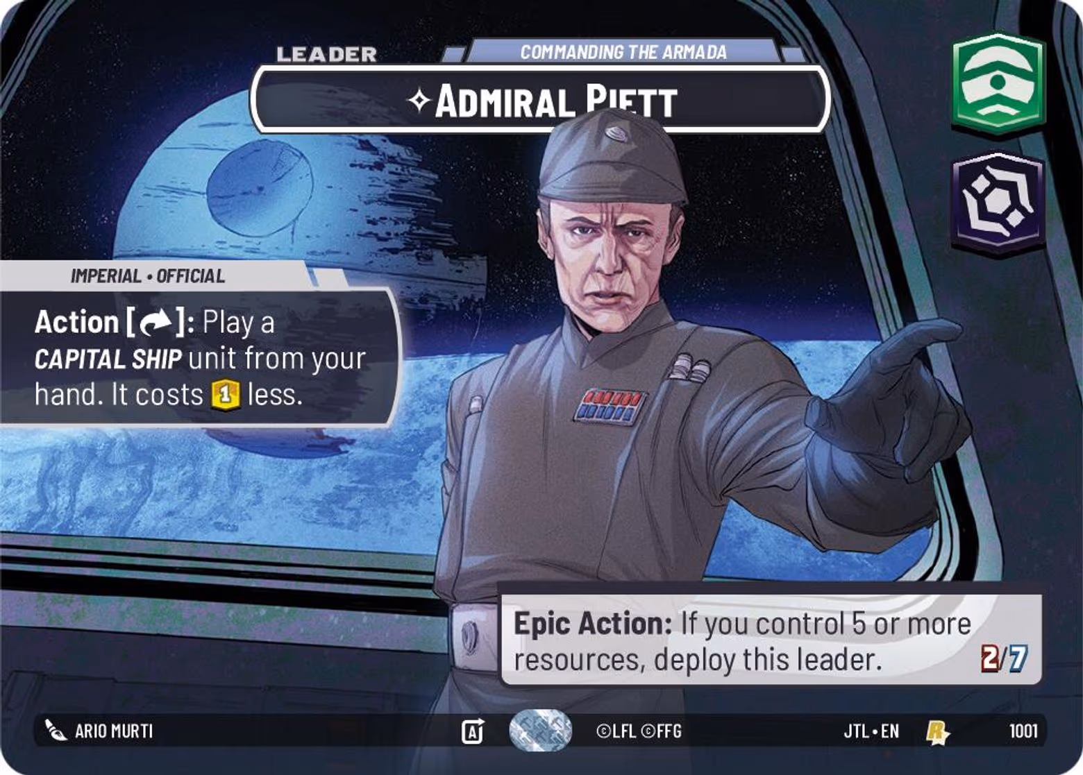 Admiral Piett - Commanding the Armada JTL-1001 Showcase Star Wars Unlimited card