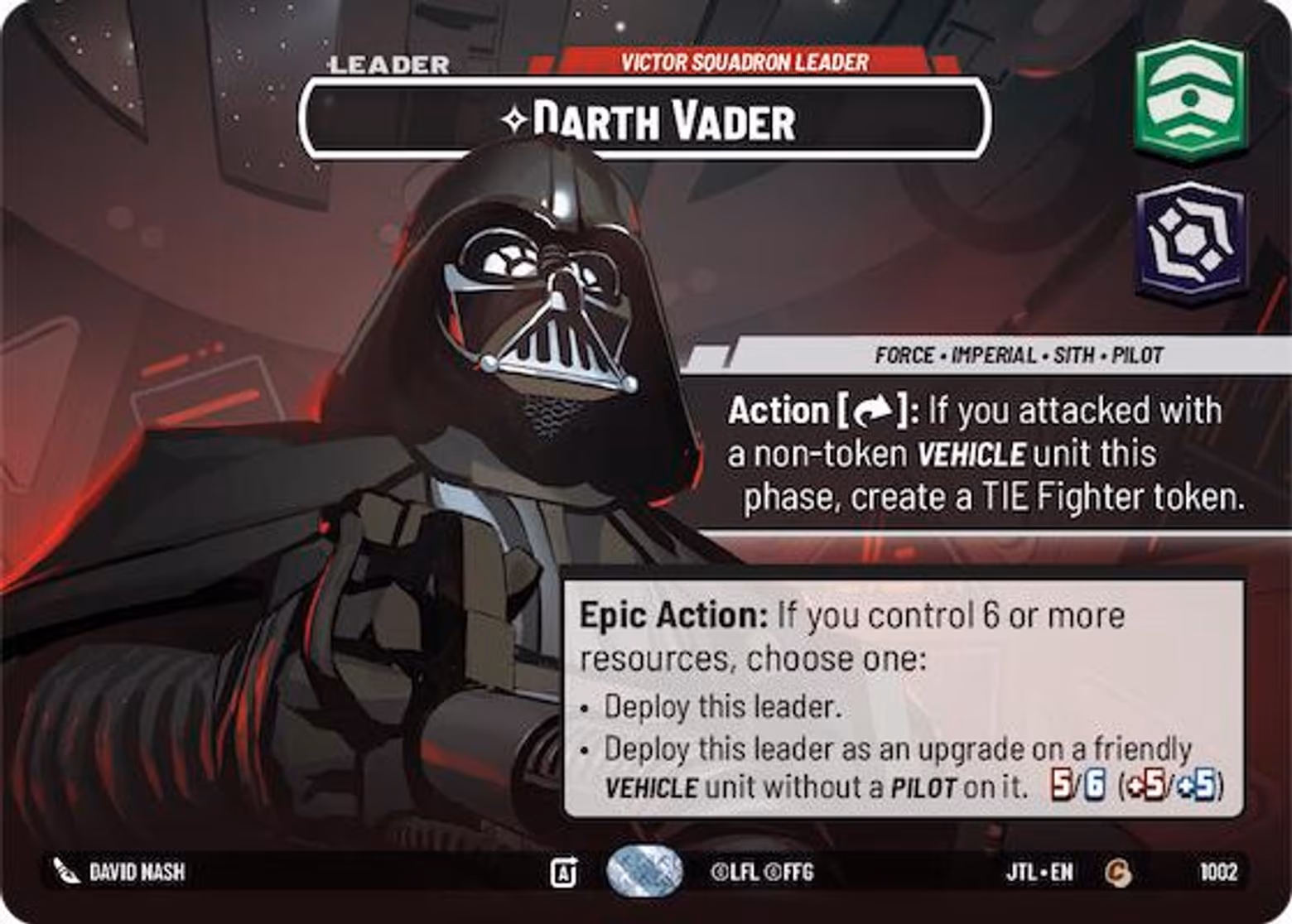 Darth Vader - Victor Squadron Leader JTL-1002 Showcase Star Wars Unlimited card