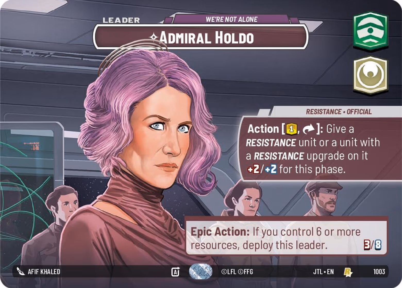 Admiral Holdo - We're Not Alone JTL-1003 Showcase Star Wars Unlimited card