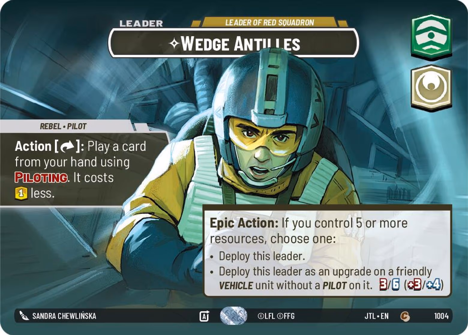 Wedge Antilles - Leader of Red Squadron JTL-1004 Showcase Star Wars Unlimited card