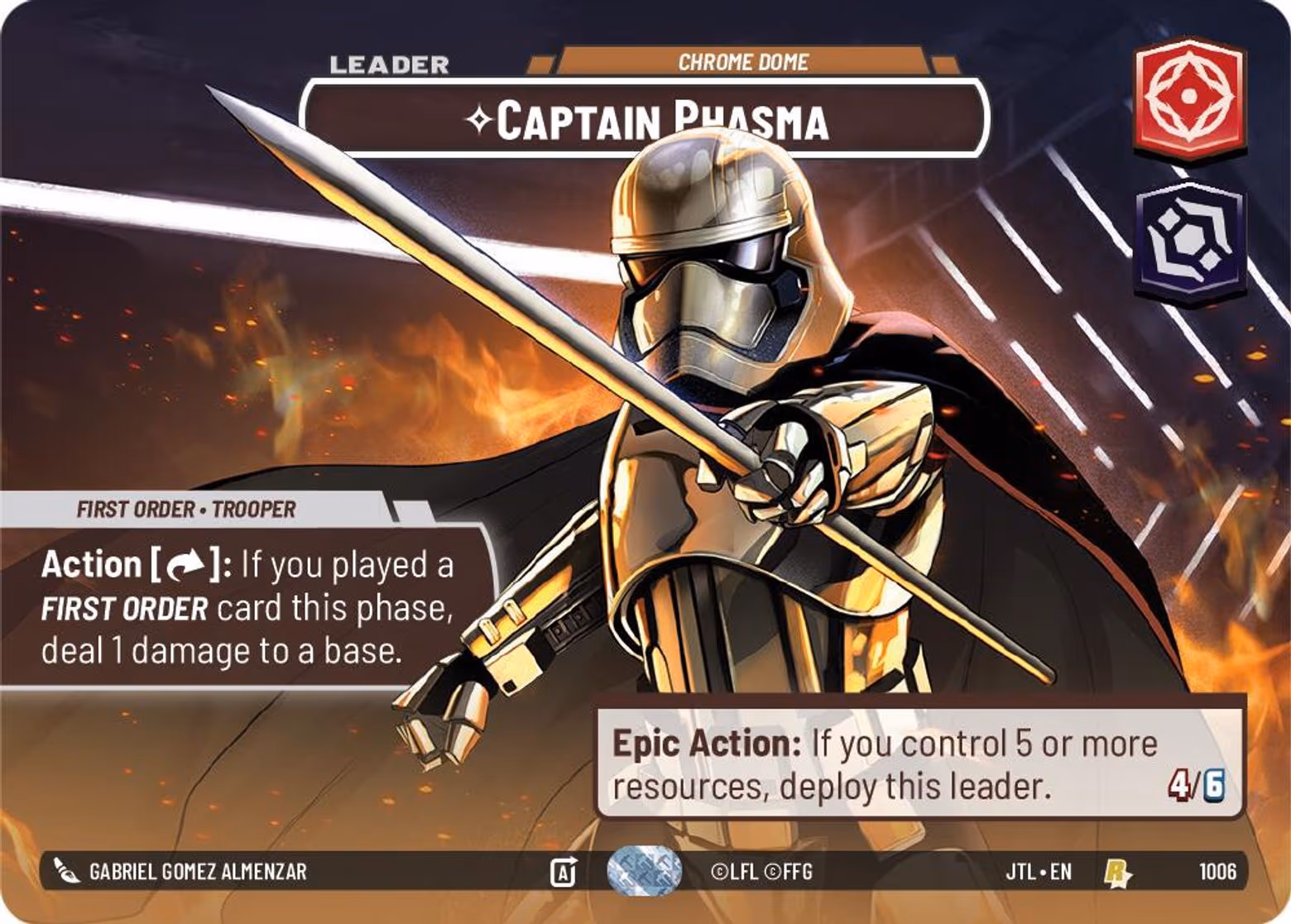 Captain Phasma - Chrome Dome JTL-1006 Showcase Star Wars Unlimited card