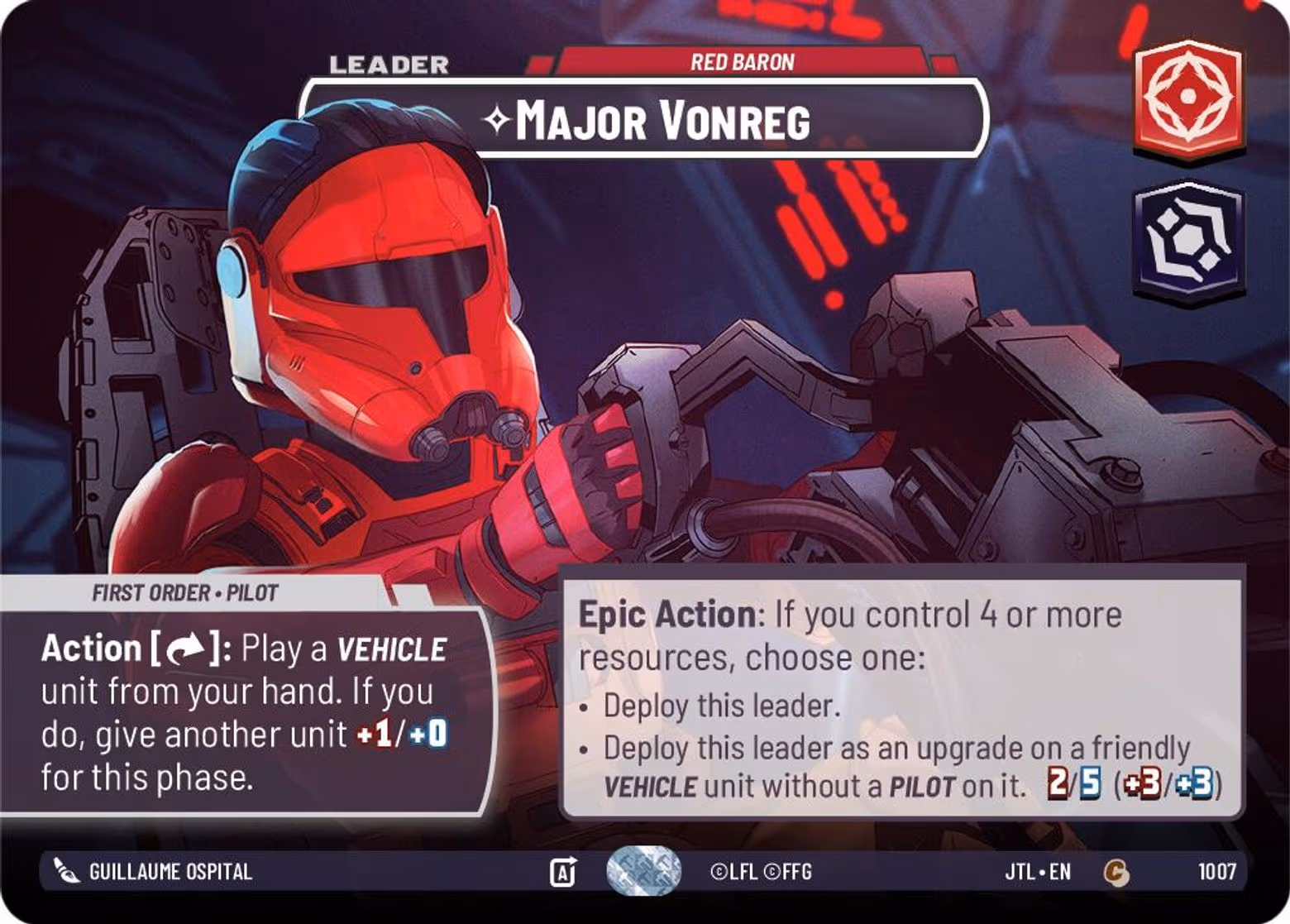 Major Vonreg - Red Baron JTL-1007 Showcase Star Wars Unlimited card