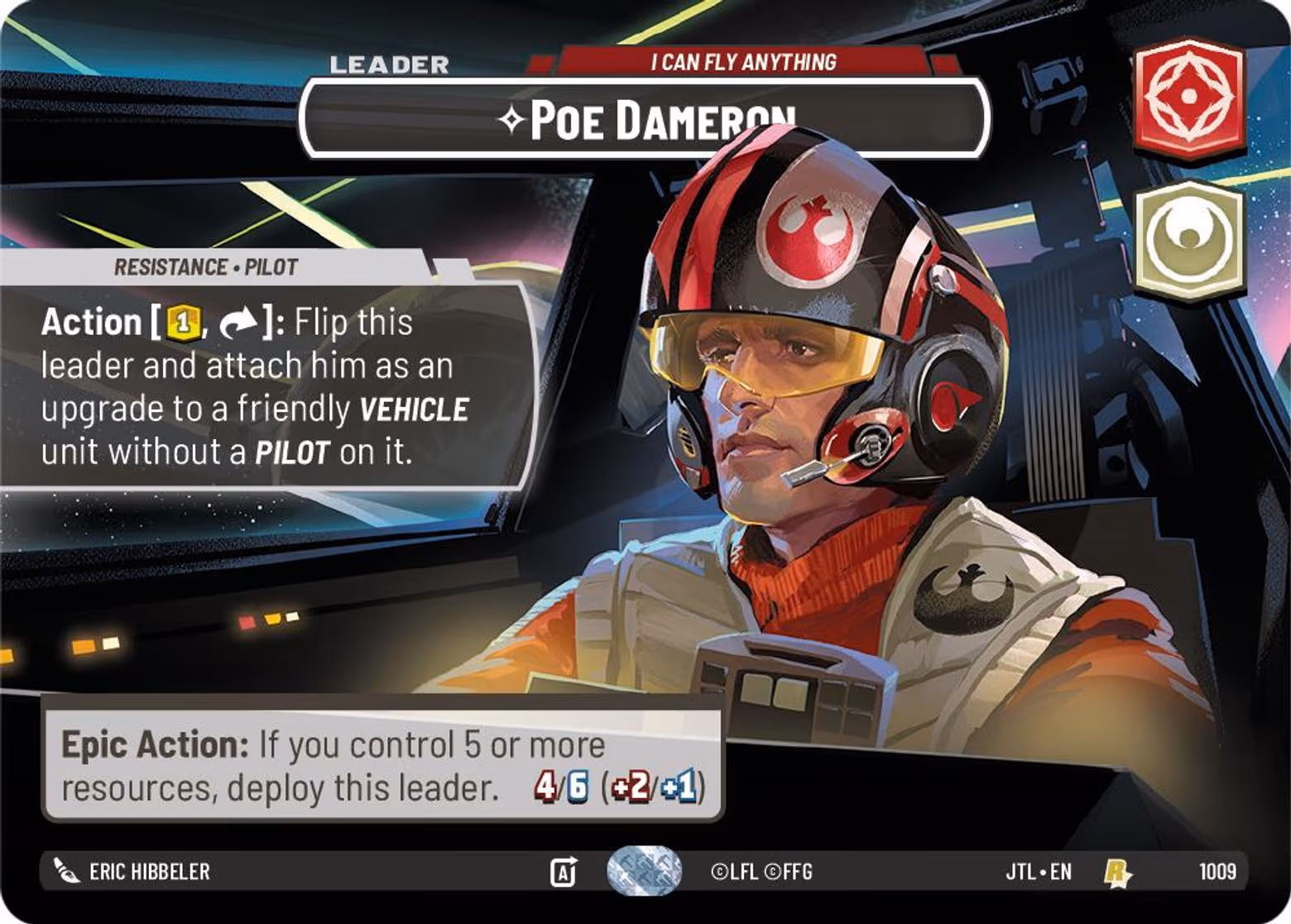 Poe Dameron - I Can Fly Anything JTL-1009 Showcase Star Wars Unlimited card