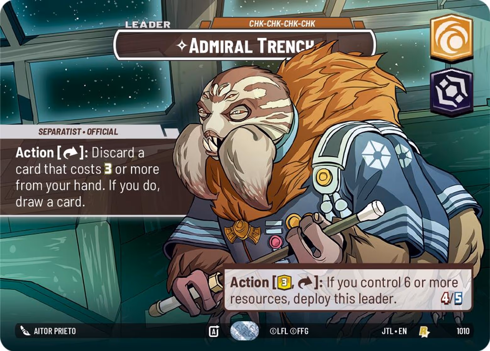 Admiral Trench - chk-chk-chk-chk JTL-1010 Showcase Star Wars Unlimited card