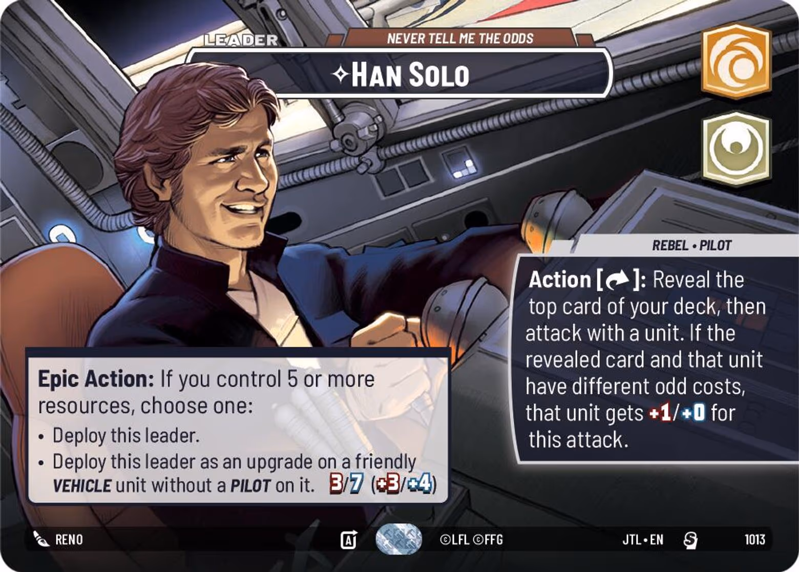 Han Solo - Never Tell Me the Odds JTL-1013 Showcase Star Wars Unlimited card