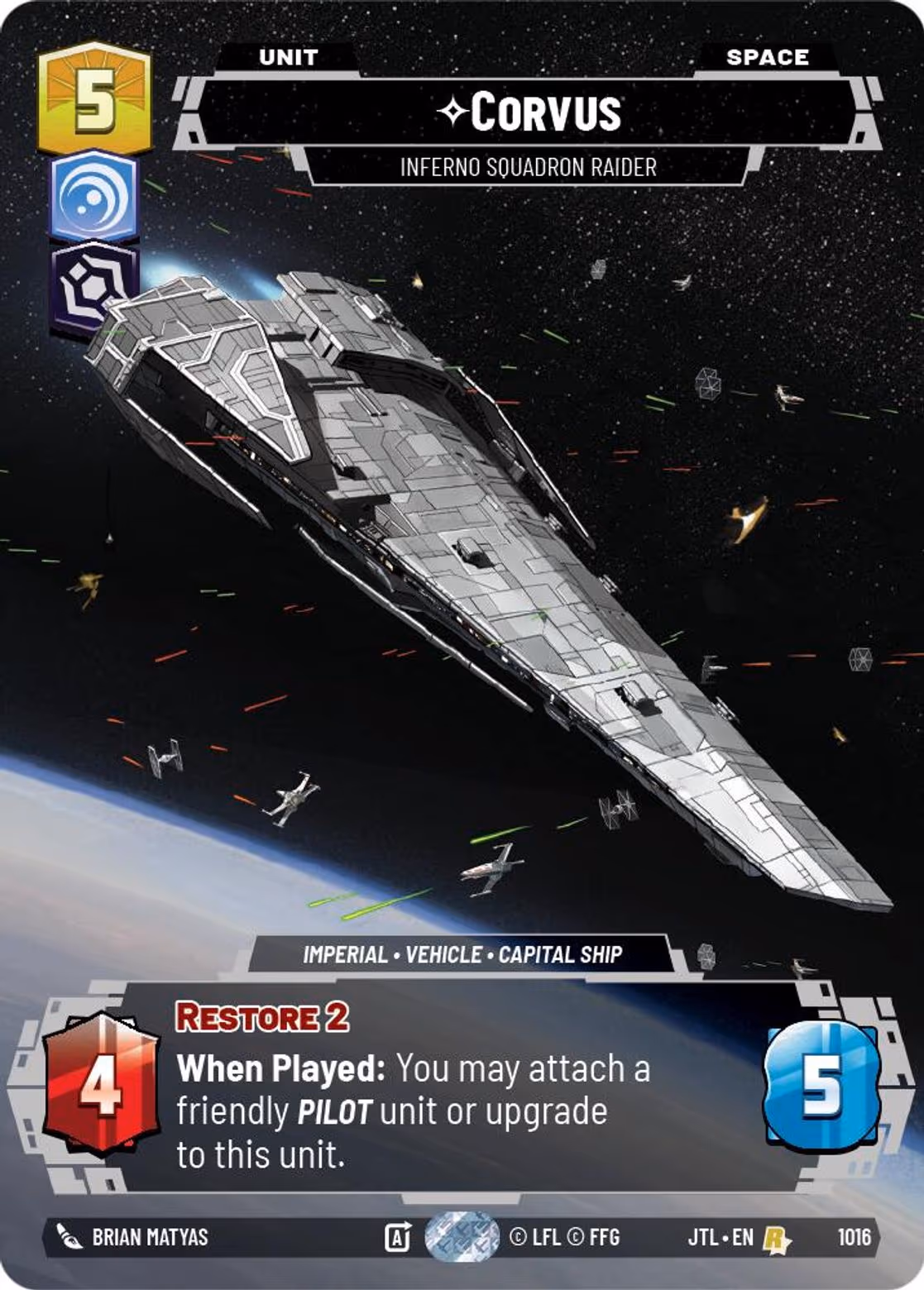 Corvus - Inferno Squadron Raider JTL-1016 Prestige Star Wars Unlimited card