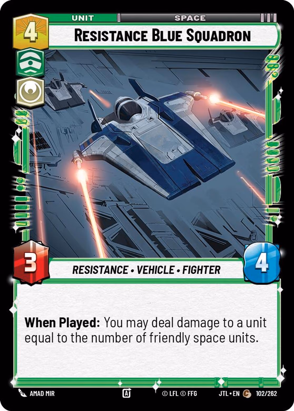 Resistance Blue Squadron JTL-102 Star Wars Unlimited card