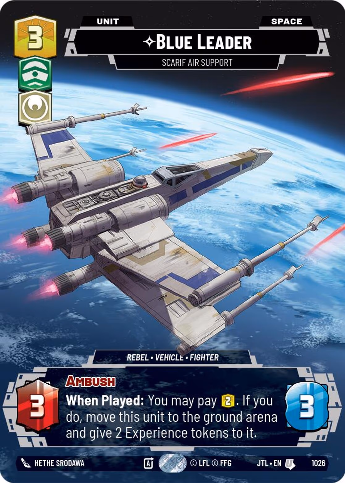 Blue Leader - Scarif Air Support JTL-1026 Prestige Star Wars Unlimited card