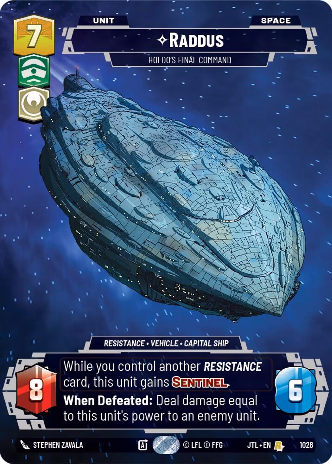 Raddus - Holdo's Final Command JTL-1028 Prestige Star Wars Unlimited card
