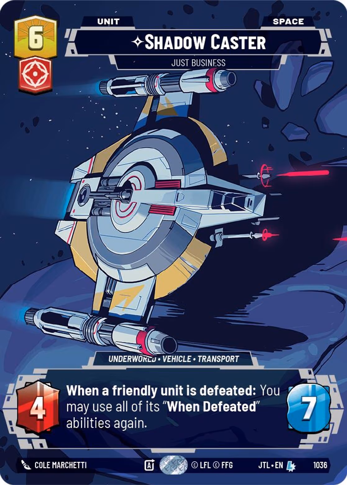 Shadow Caster - Just Business JTL-1036 Prestige Star Wars Unlimited card
