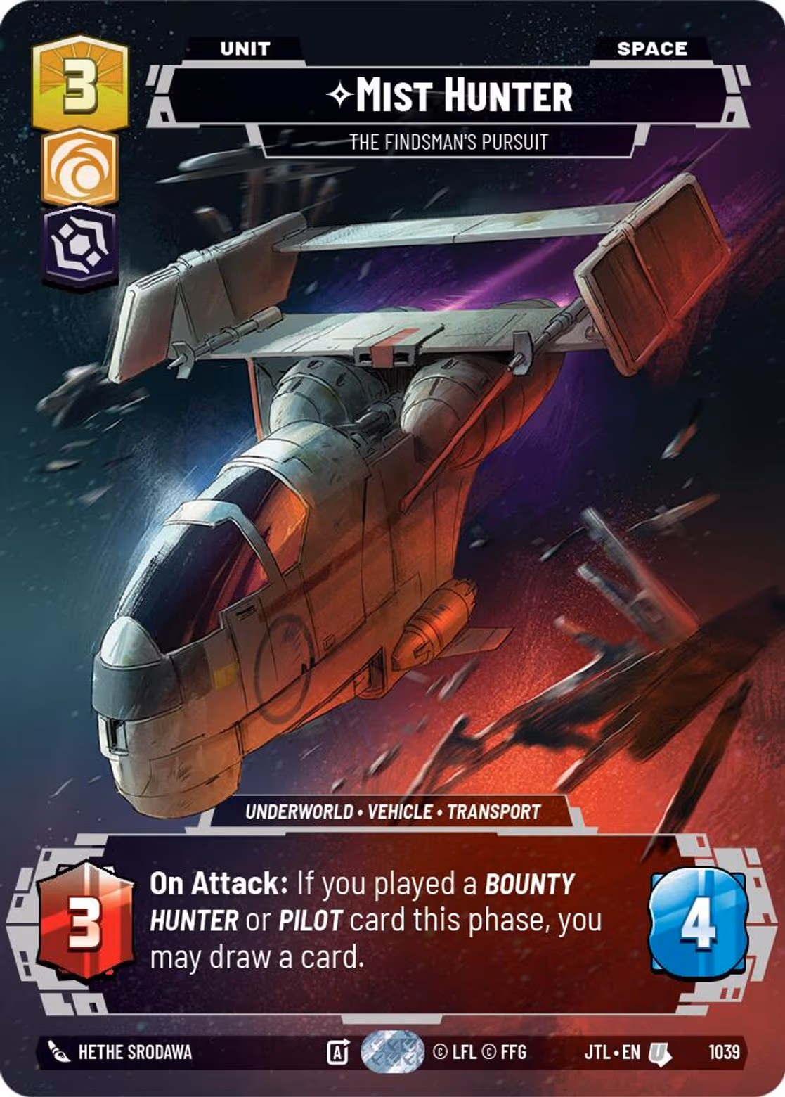 Mist Hunter - The Findsman's Pursuit JTL-1039 Prestige Star Wars Unlimited card