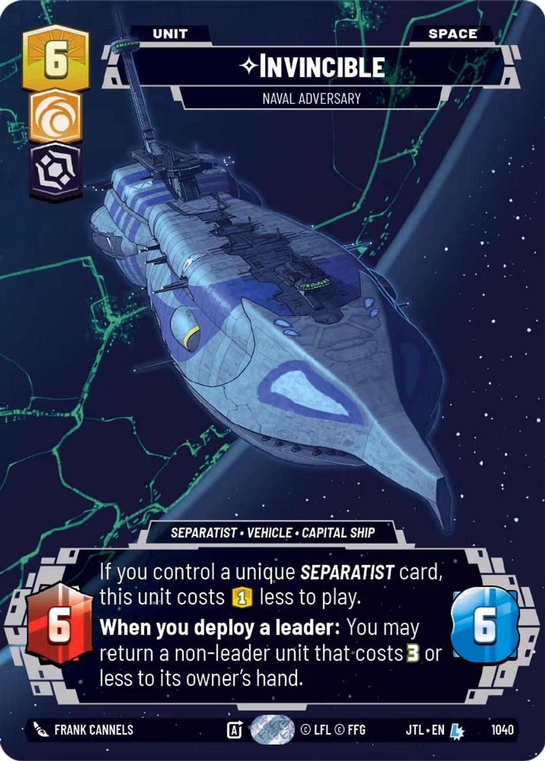 Invincible - Naval Adversary JTL-1040 Prestige Star Wars Unlimited card