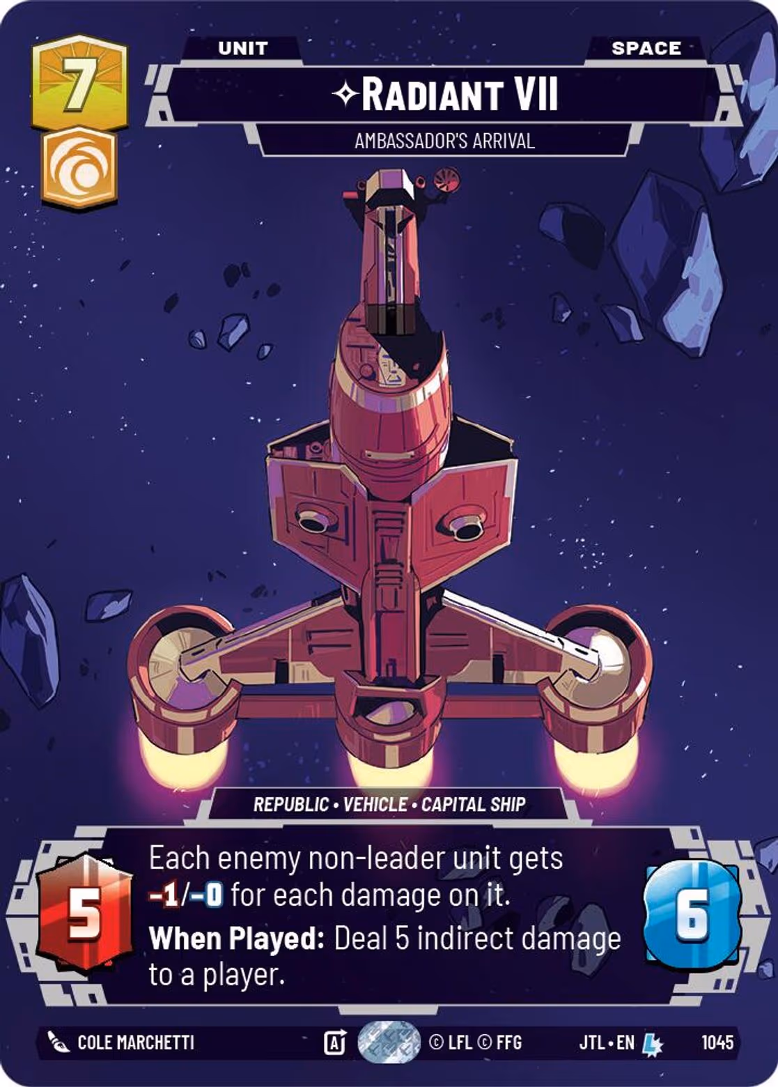 Radiant VII - Ambassadors' Arrival JTL-1045 Prestige Star Wars Unlimited card
