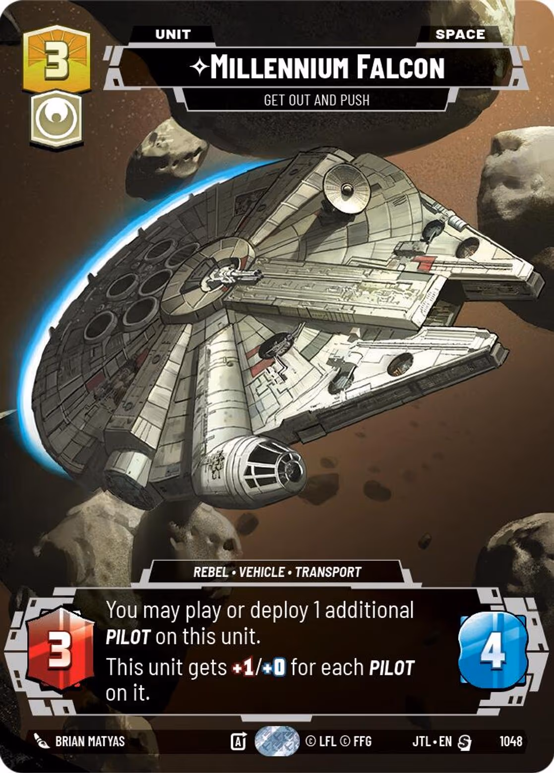Millennium Falcon - Get Out And Push JTL-1048 Prestige Star Wars Unlimited card