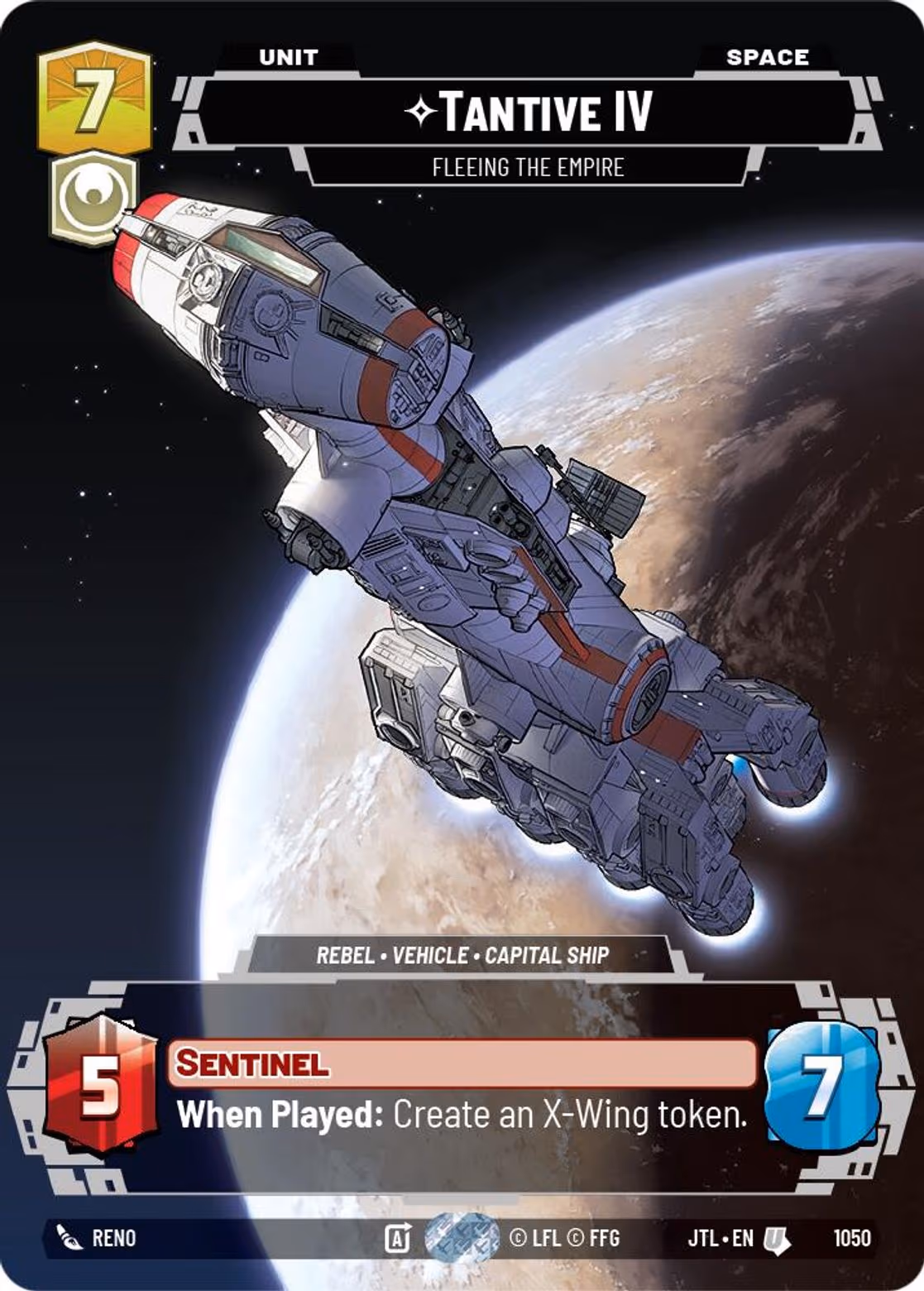 Tantive IV - Fleeing the Empire JTL-1050 Prestige Star Wars Unlimited card