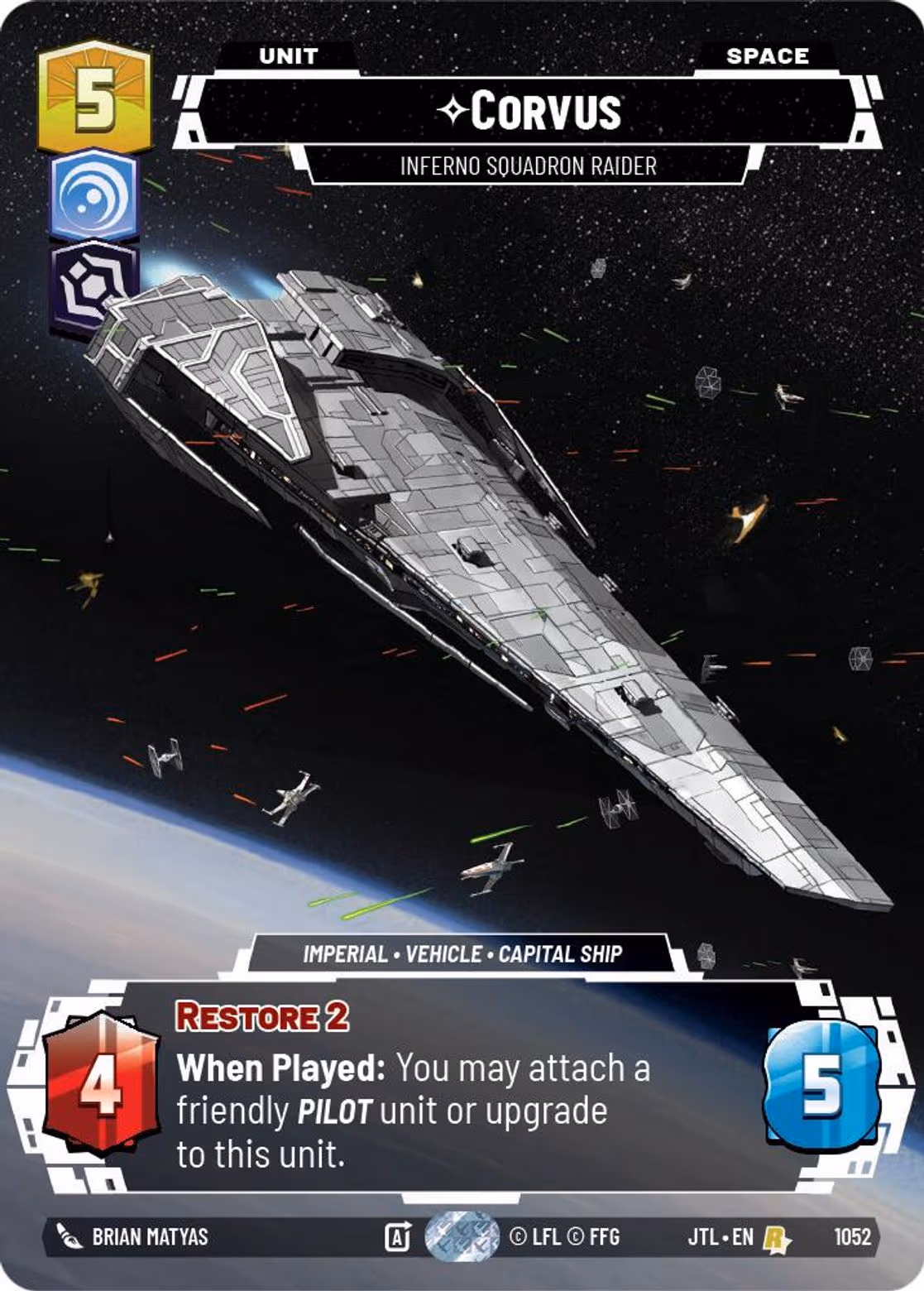 Corvus - Inferno Squadron Raider JTL-1052 Prestige Foil Star Wars Unlimited card