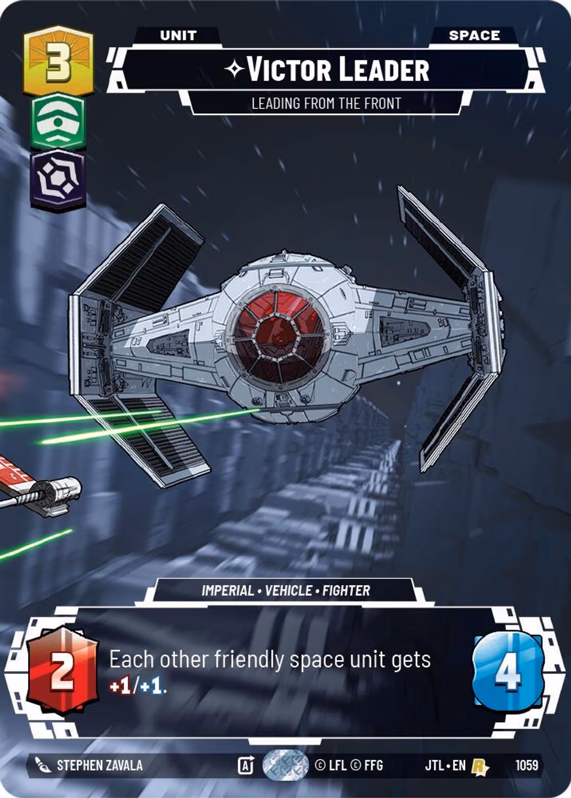 Victor Leader - Leading From the Front JTL-1059 Prestige Foil Star Wars Unlimited card