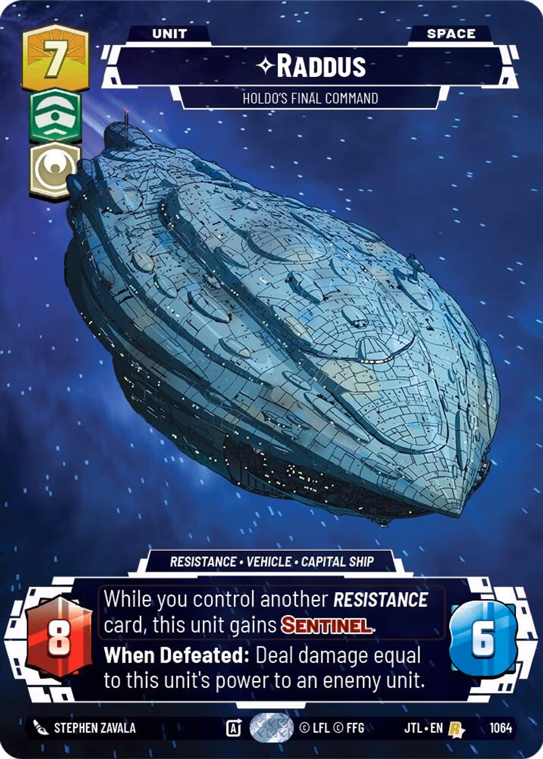 Raddus - Holdo's Final Command JTL-1064 Prestige Foil Star Wars Unlimited card