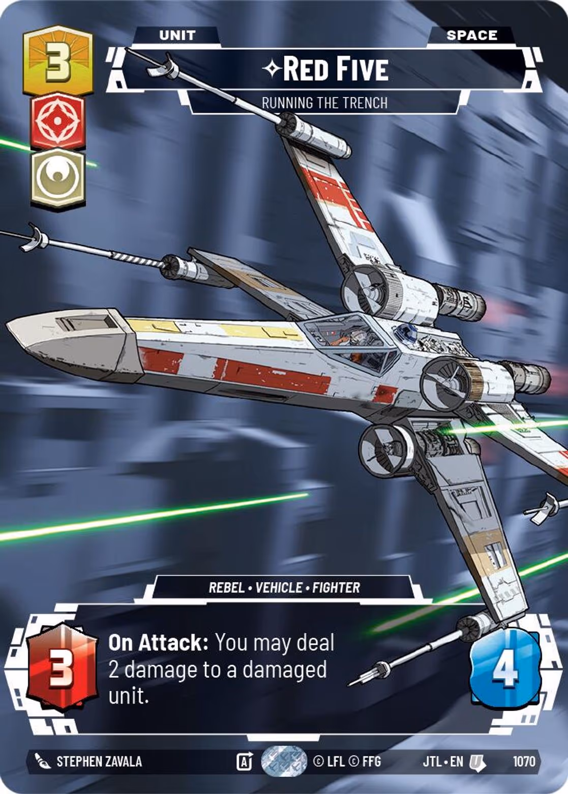 Red Five - Running the Trench JTL-1070 Prestige Foil Star Wars Unlimited card