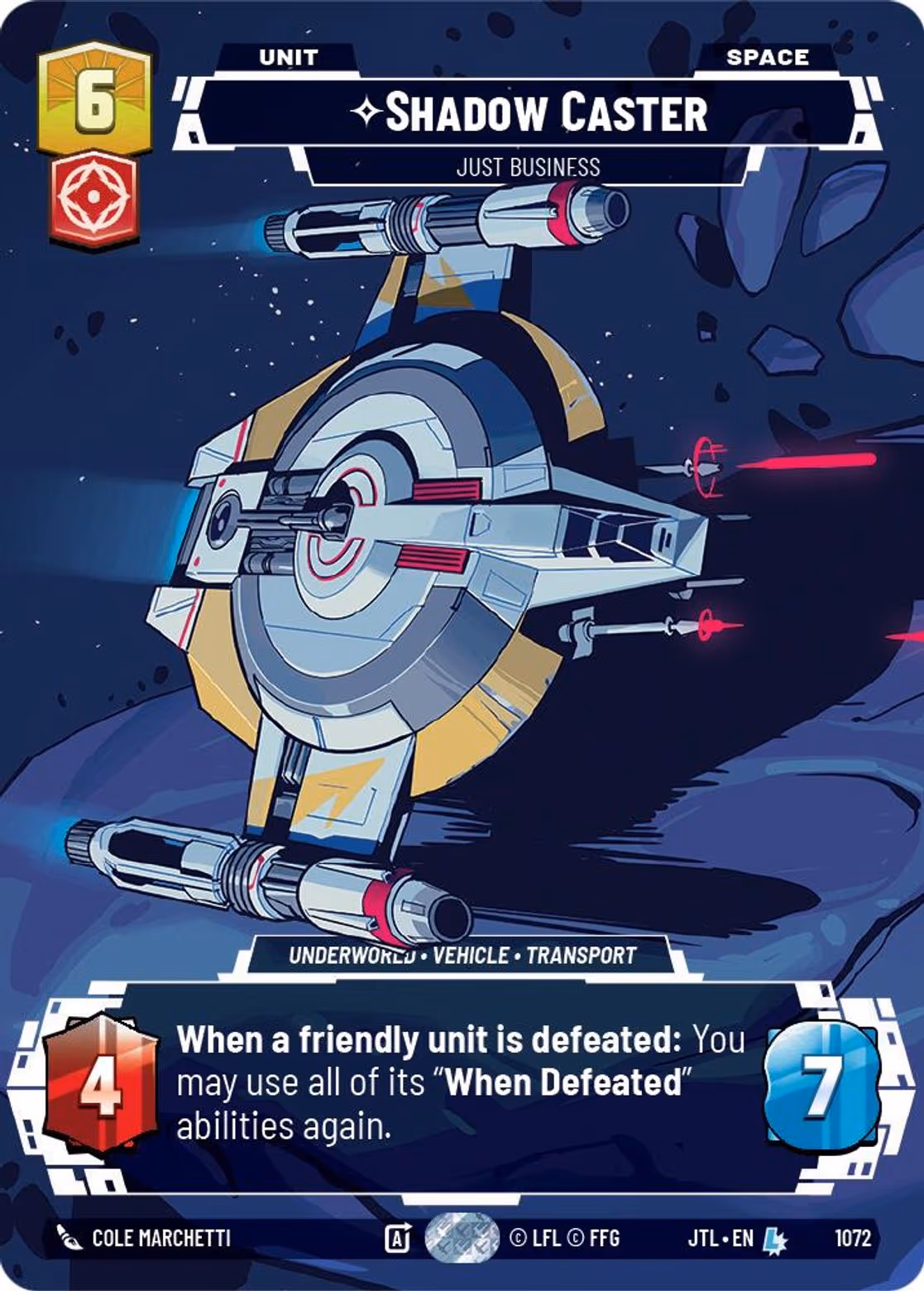 Shadow Caster - Just Business JTL-1072 Prestige Foil Star Wars Unlimited card