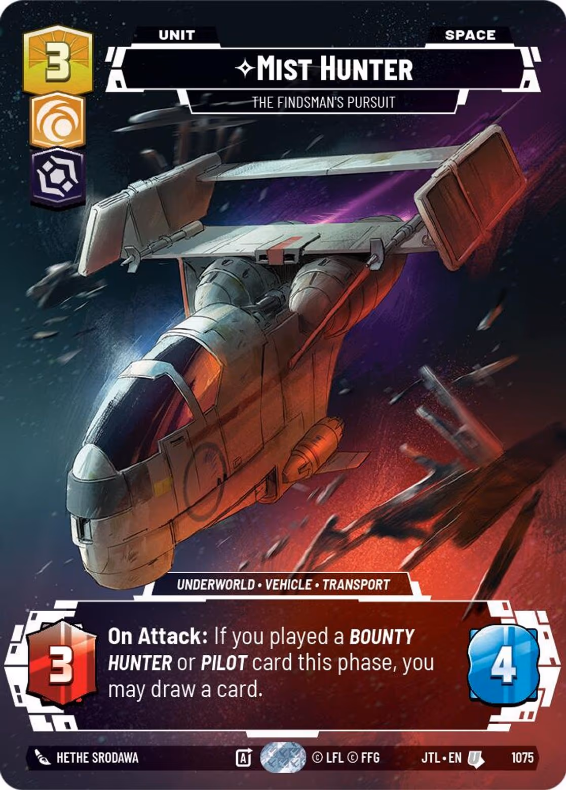 Mist Hunter - The Findsman's Pursuit JTL-1075 Prestige Foil Star Wars Unlimited card