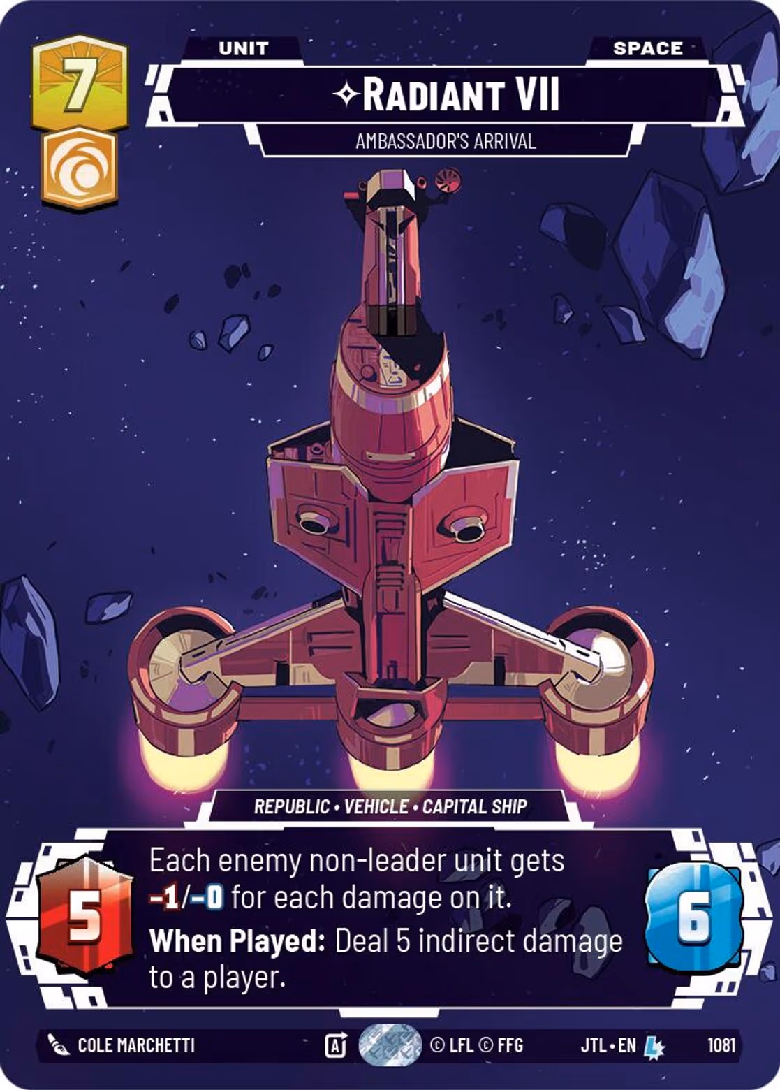 Radiant VII - Ambassadors' Arrival JTL-1081 Prestige Foil Star Wars Unlimited card