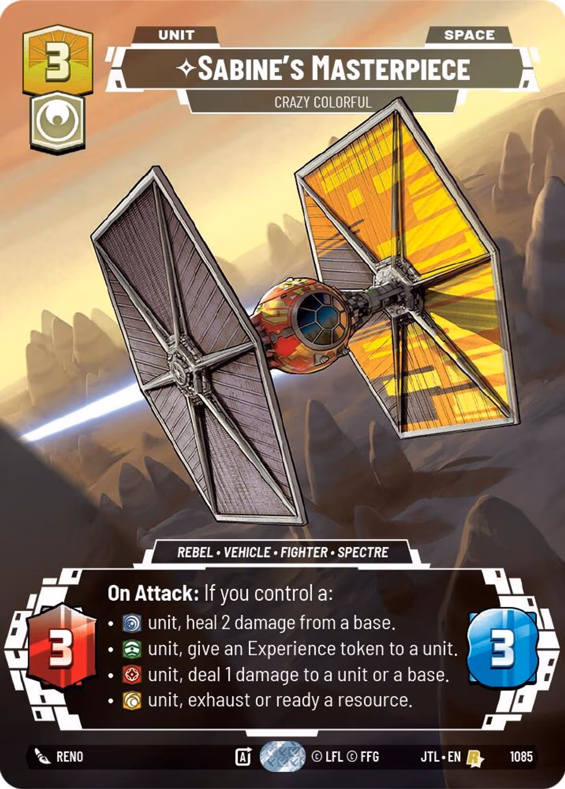 Sabine's Masterpiece - Crazy Colorful JTL-1085 Prestige Foil Star Wars Unlimited card