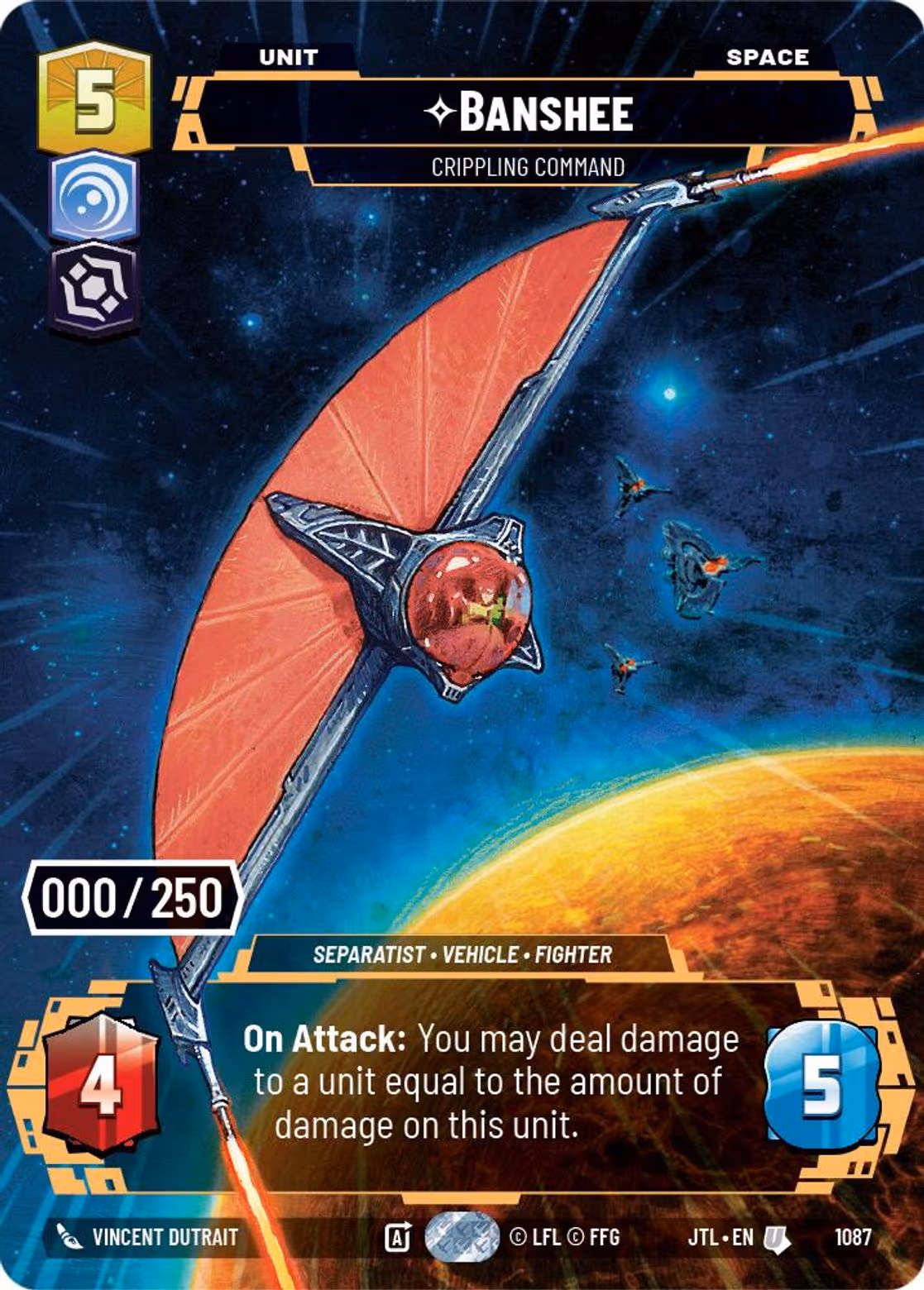 Banshee - Crippling Command JTL-1087 Prestige Serialized Star Wars Unlimited card