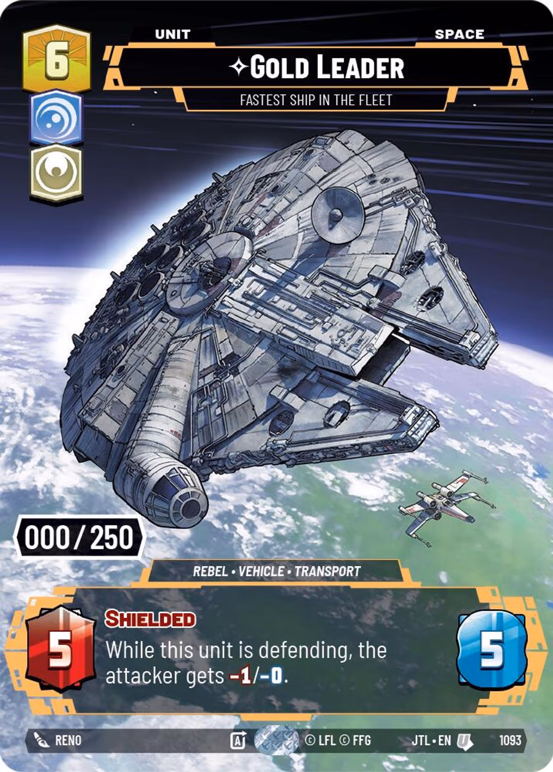 Gold Leader - Fastest Ship in the Fleet JTL-1093 Prestige Serialized Star Wars Unlimited card