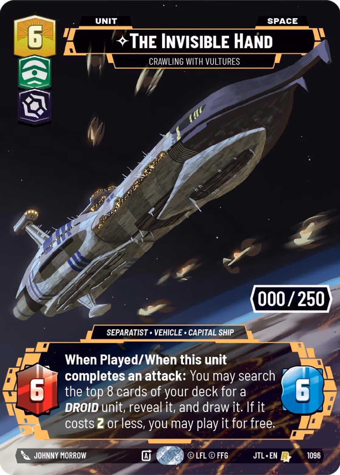 The Invisible Hand - Crawling With Vultures JTL-1096 Prestige Serialized Star Wars Unlimited card